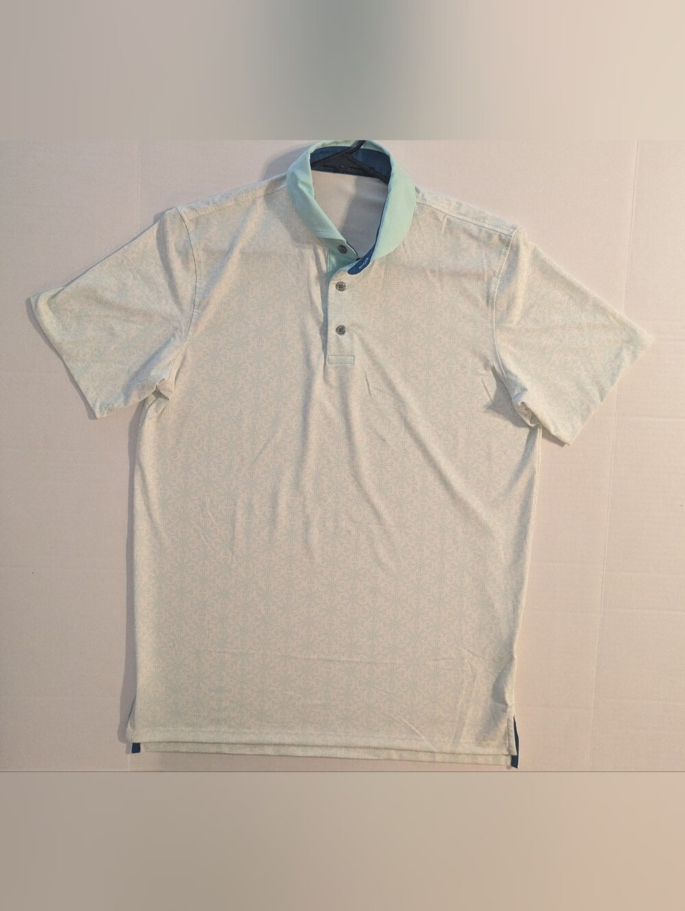 Greyson Mint Geometric Polo with Contrasting Collar- Sm (NWOT)